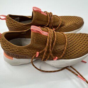 SOREL Womens 9 Kinetic Impact Lace Sneakers Running Shoes Brown Mesh Gym Active